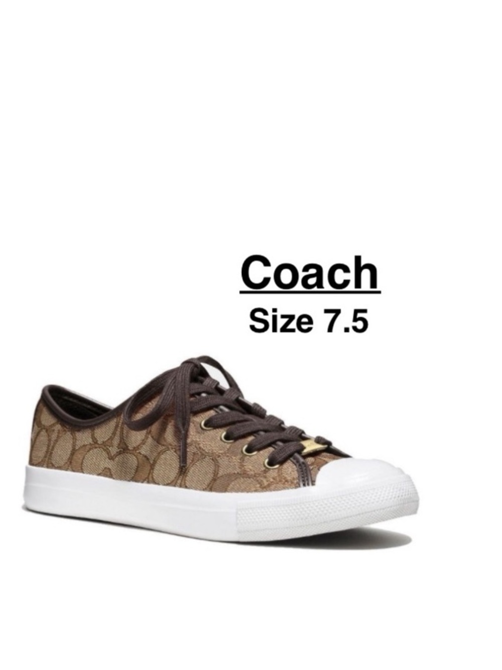 Coach Empire Outline Signature Canvas shoes Size 7.5 kakhi ⭐️⭐️⭐️
